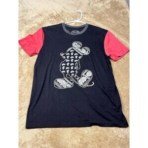 Disney Mickey Mouse T-Shirt Size Black Paisley Bandana Print Short Sleeve Medium